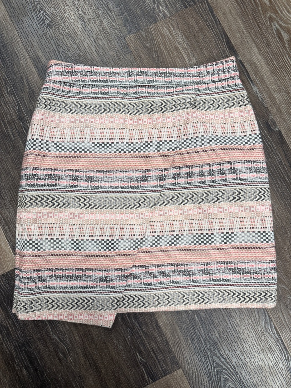 LOFT Pink and Cream Woven Mini Skirt